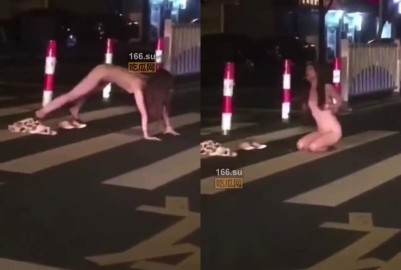 醉酒女子路邊表演雜技 - 黑料不打烊