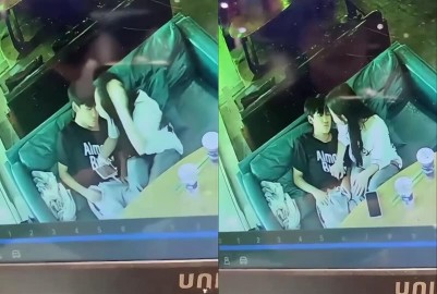 廣西玉林仙尼奶茶店 妹子被發現在店裡吃香腸
